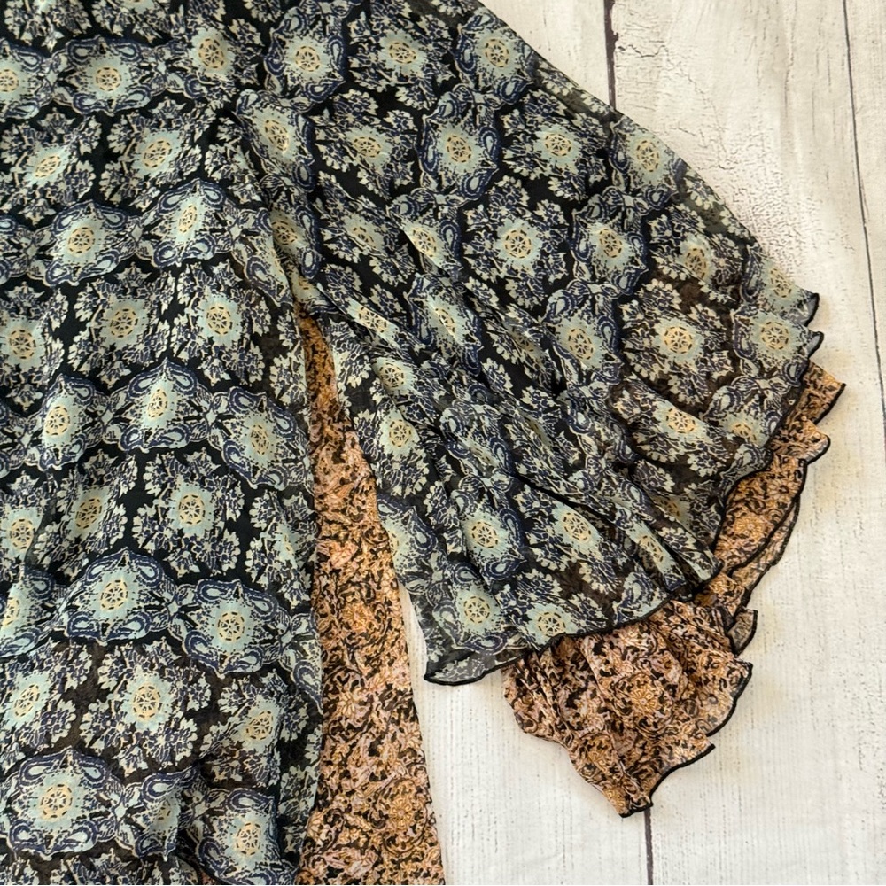 Free People Gabi Tunic Top size small black tan ruffles NEW - Picture 8 of 14